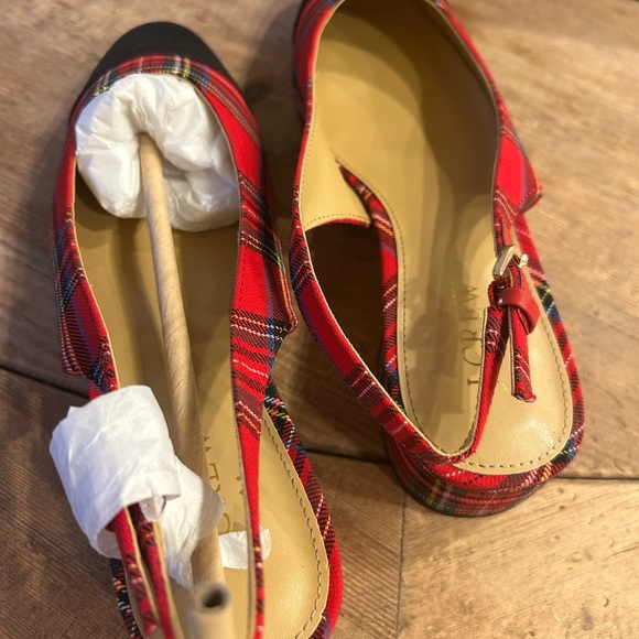 J. Crew Red and Black Plaid Slingback low Heel - Tartan - Picture 7 of 8